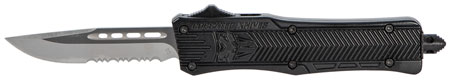 CobraTec CobraTec Knives Small 2.75" OTF Drop Point Part Serrated D2 Steel Blade/ Black Aluminum Handle