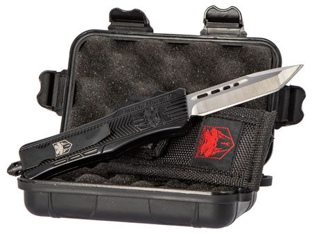 CobraTec Knives Small 2.75" OTF Tanto Plain Black D2 Steel Blade/Black Aluminum Handle