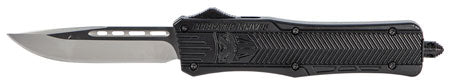 CobraTec Knives Medium 3" OTF Drop Point Plain D2 Steel Blade/Black Aluminum Handle Includes Side Button