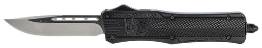 CobraTec Knives Medium 3" OTF Drop Point Plain D2 Steel Blade/Black Aluminum Handle