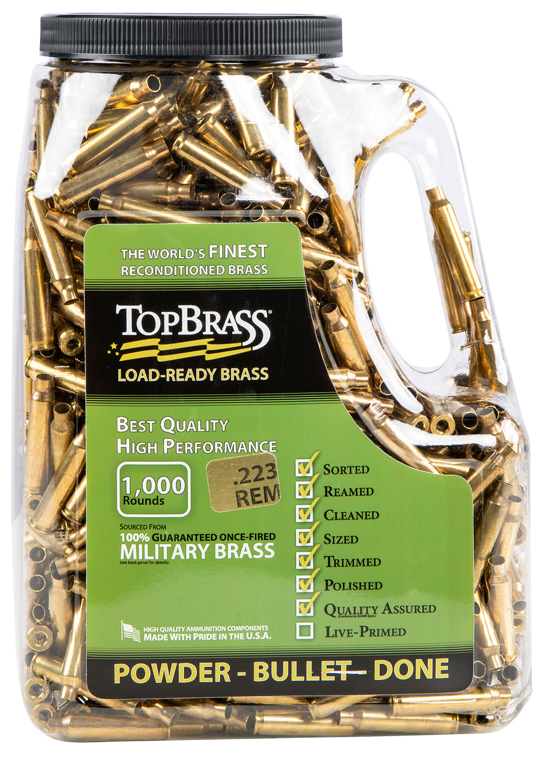 TopBrass TOP BRASS Premium Reconditioned 223 Rem Rifle Brass - *PICK-UP IN STORE ONLY*
