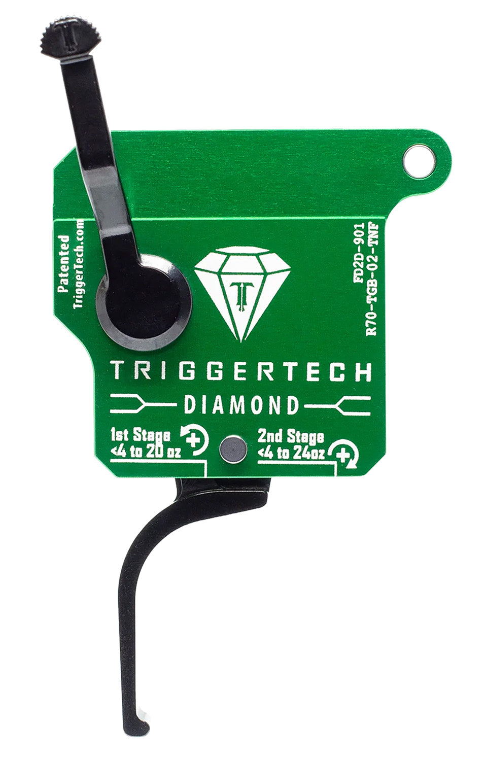 (GREEN) TriggerTech R70TGB02TNF Diamond Two-Stage Flat Clean Trigger with 0.50-2.80 lbs Draw Weight & Green w/Black Parts Finish for Remington 700 Right