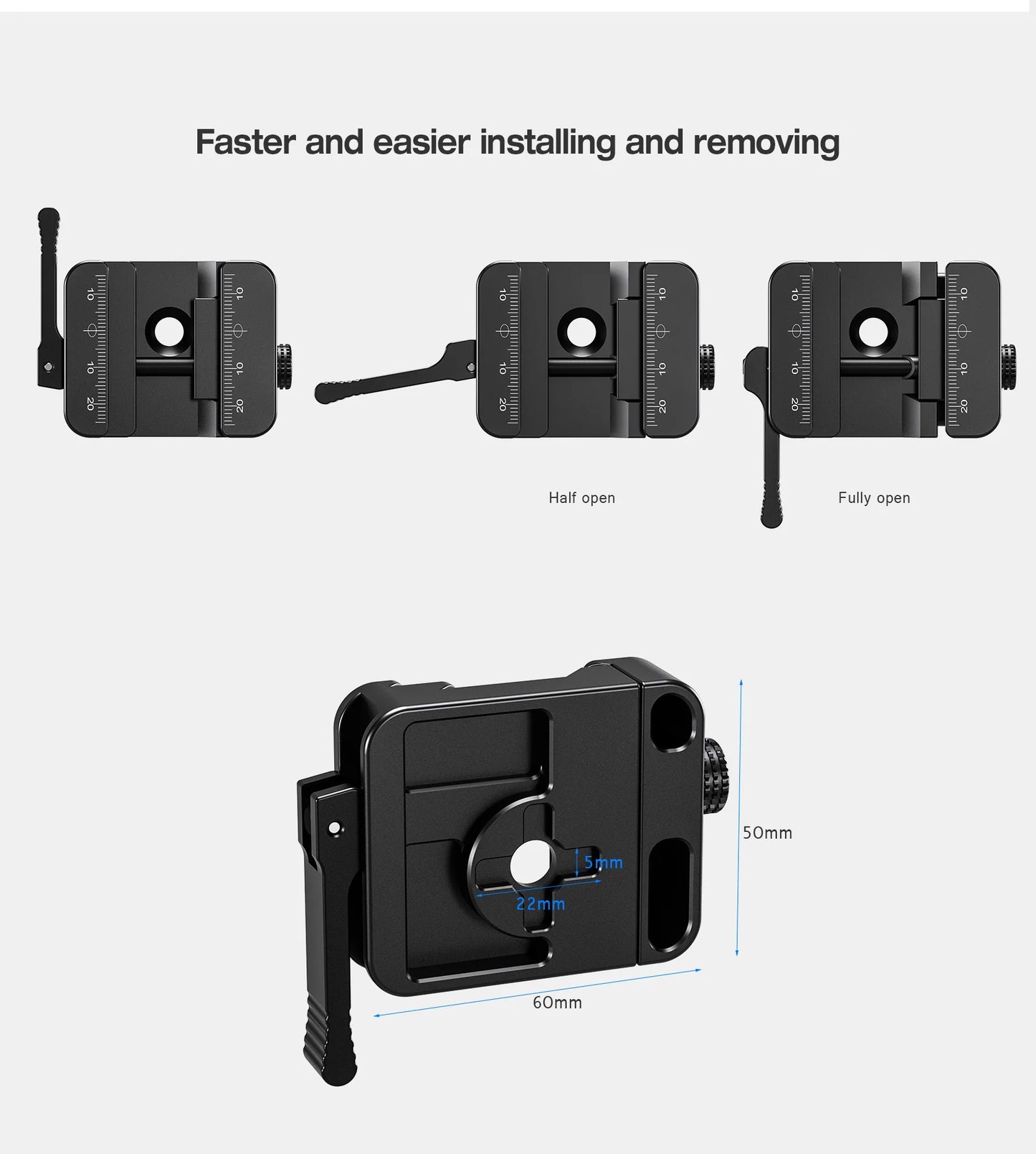 Leofoto MA-40SC 40mm Lever-Control Rapid Lock Ball Head With Dual Arca / Picatinny Clamp