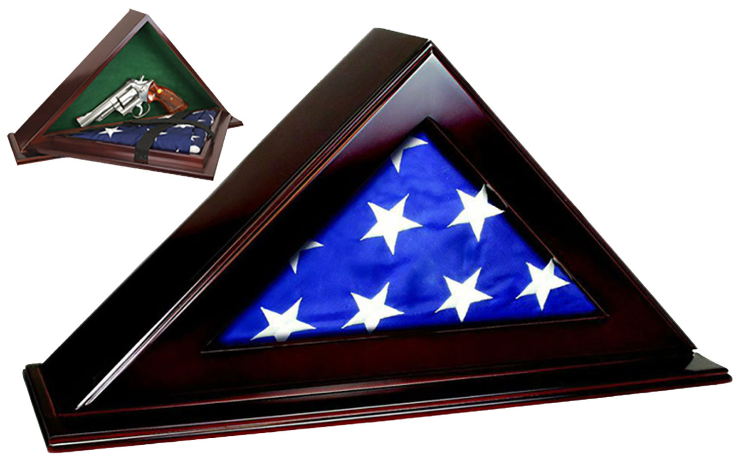 Peace Keeper Peace Keeper PFC Patriot Flag Case Key Entry Mahogany Stain Wood Holds