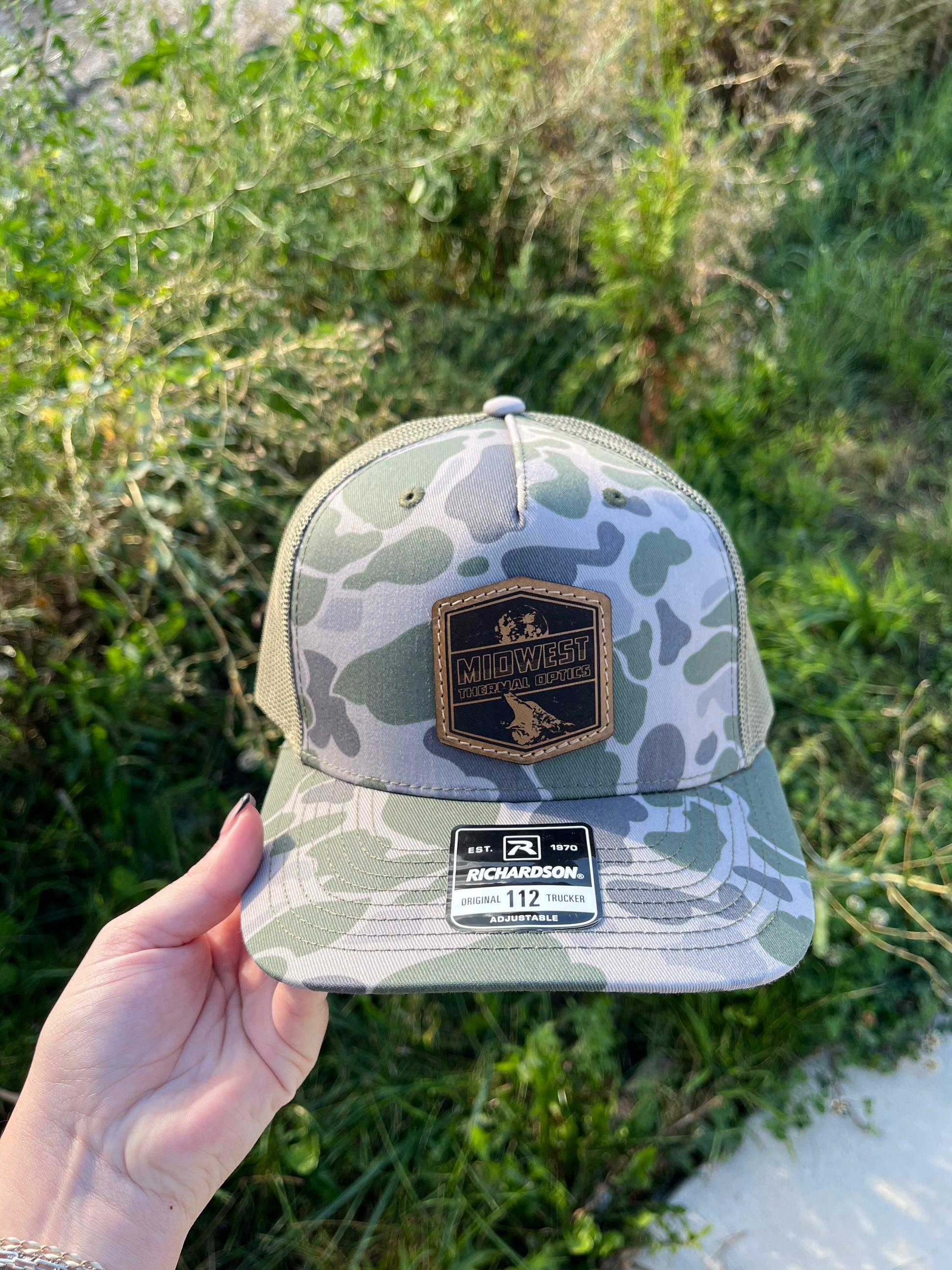 Midwest Thermal Optics (Camo) Richardson 112 Adjustable Snapback - Midwest Thermal Optics Hat Marsh Duck Camo Loden(Green)