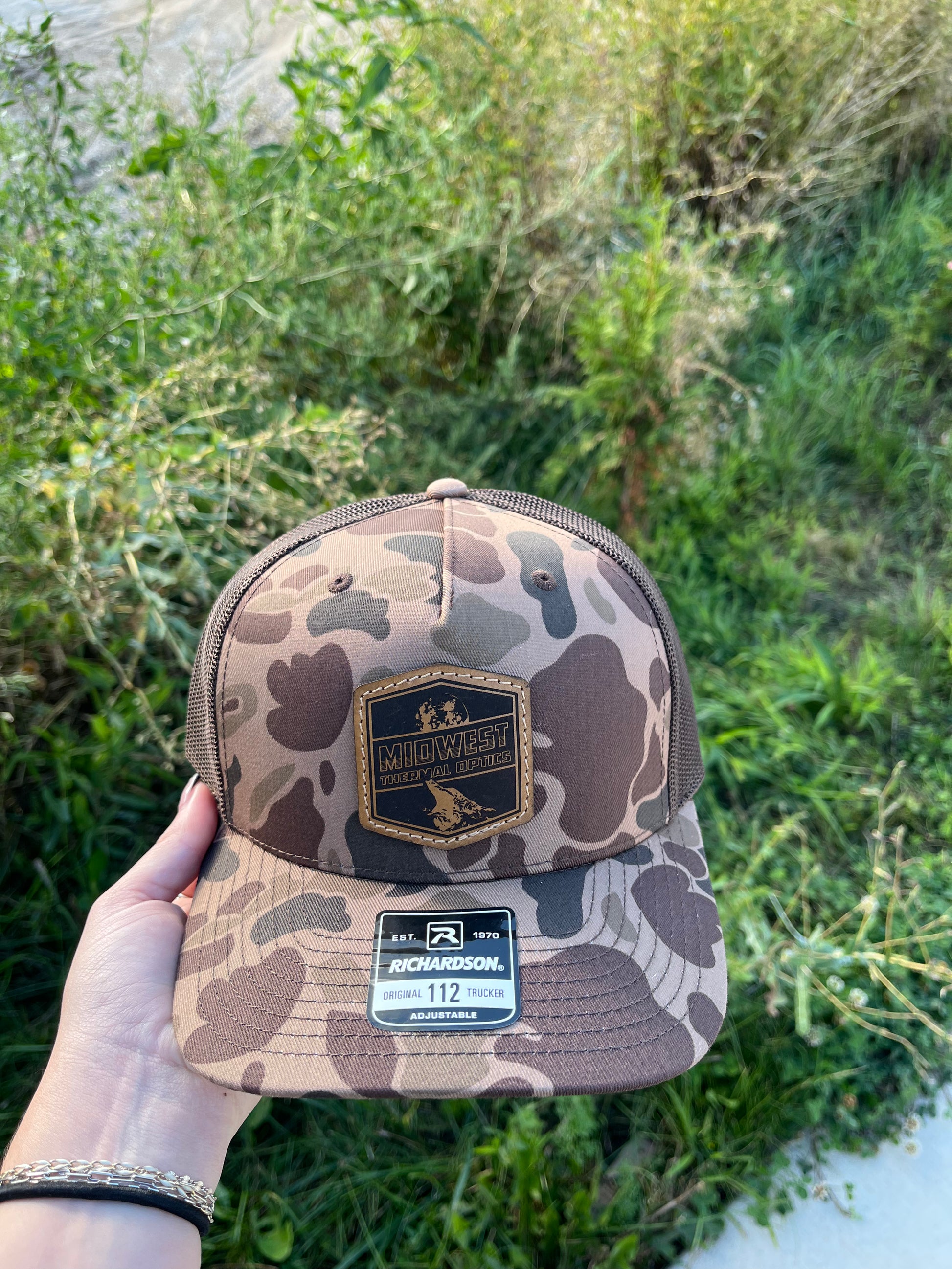 Midwest Thermal Optics (Camo) Richardson 112 Adjustable Snapback - Midwest Thermal Optics Hat Bark Duck Camo Brown