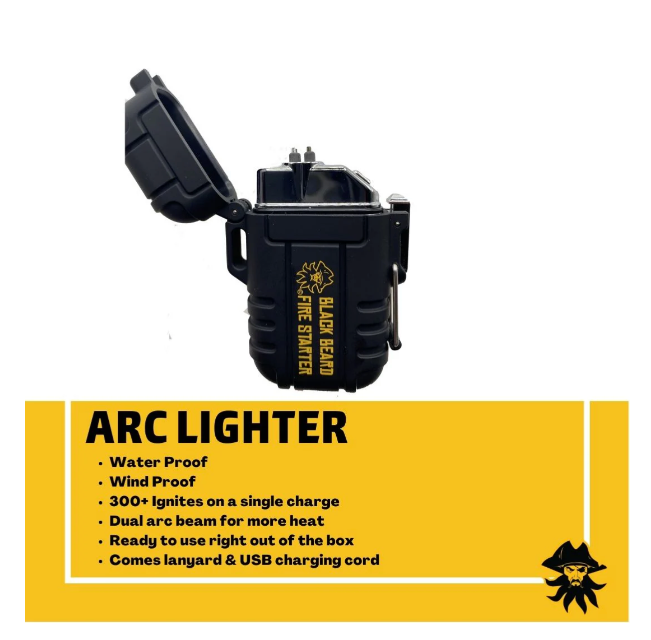 Black Beard ARC Plasma Lighter (Wind & Waterproof)