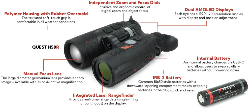 Nocpix NOCPIX Quest H50R Rangefinding Thermal Binocular 640 LRF 50 MM