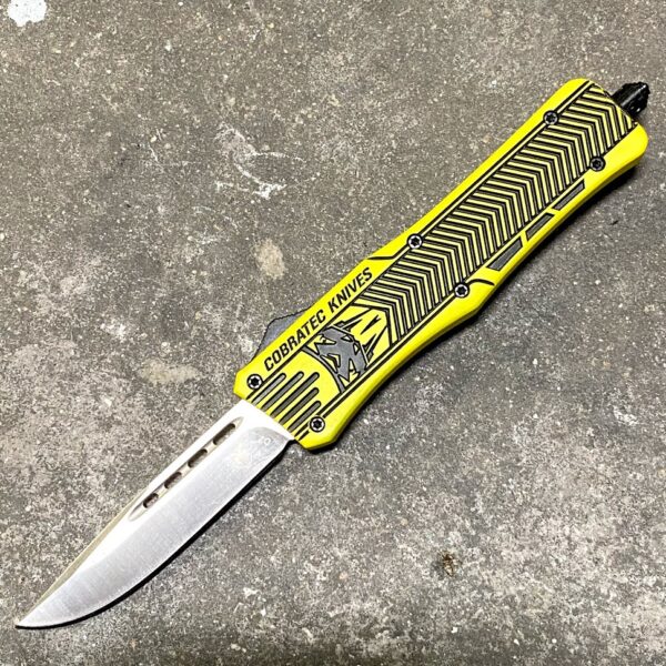 CobraTec Knife - Small CTK-1 - Yellow with Graphite Black- Drop Not Serrated