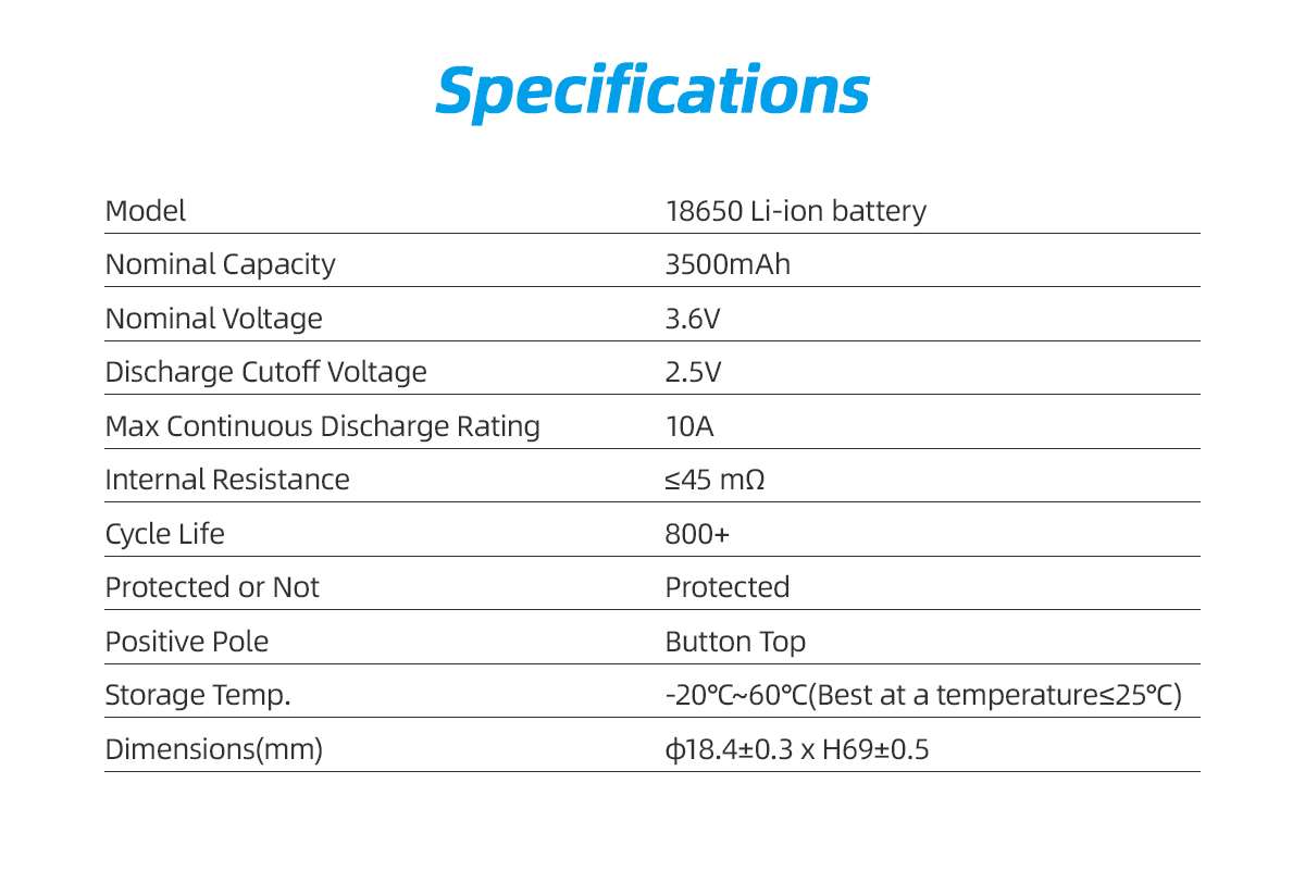 XTAR XTAR Batteries 3.6v 3500mAh 18650 (2 pack)