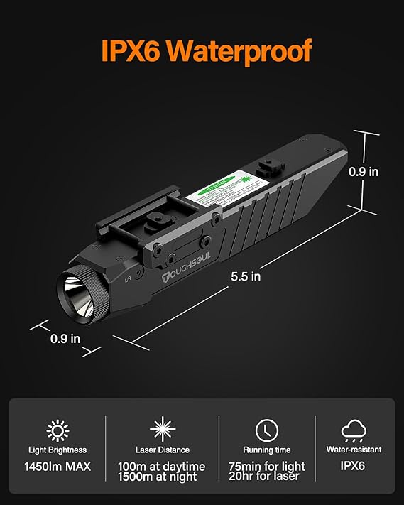 Midwest Thermal Optics Laser TOUGHSOUL Tactical Flashlight with Blue Laser Sight Combo (Blue)
