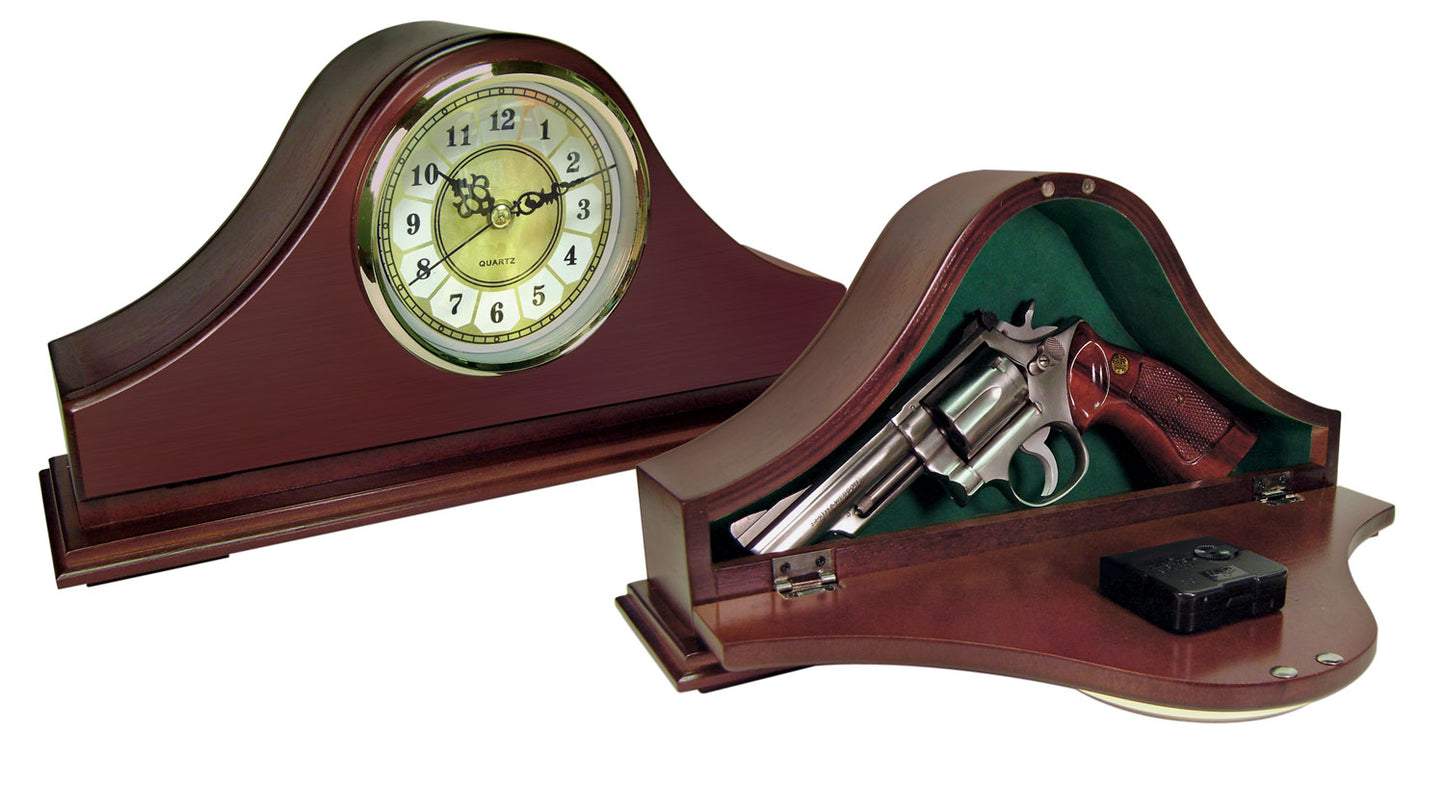 Peace Keeper MGC Mantle Gun Clock Front Panel Entry Mahogany Stain Wood