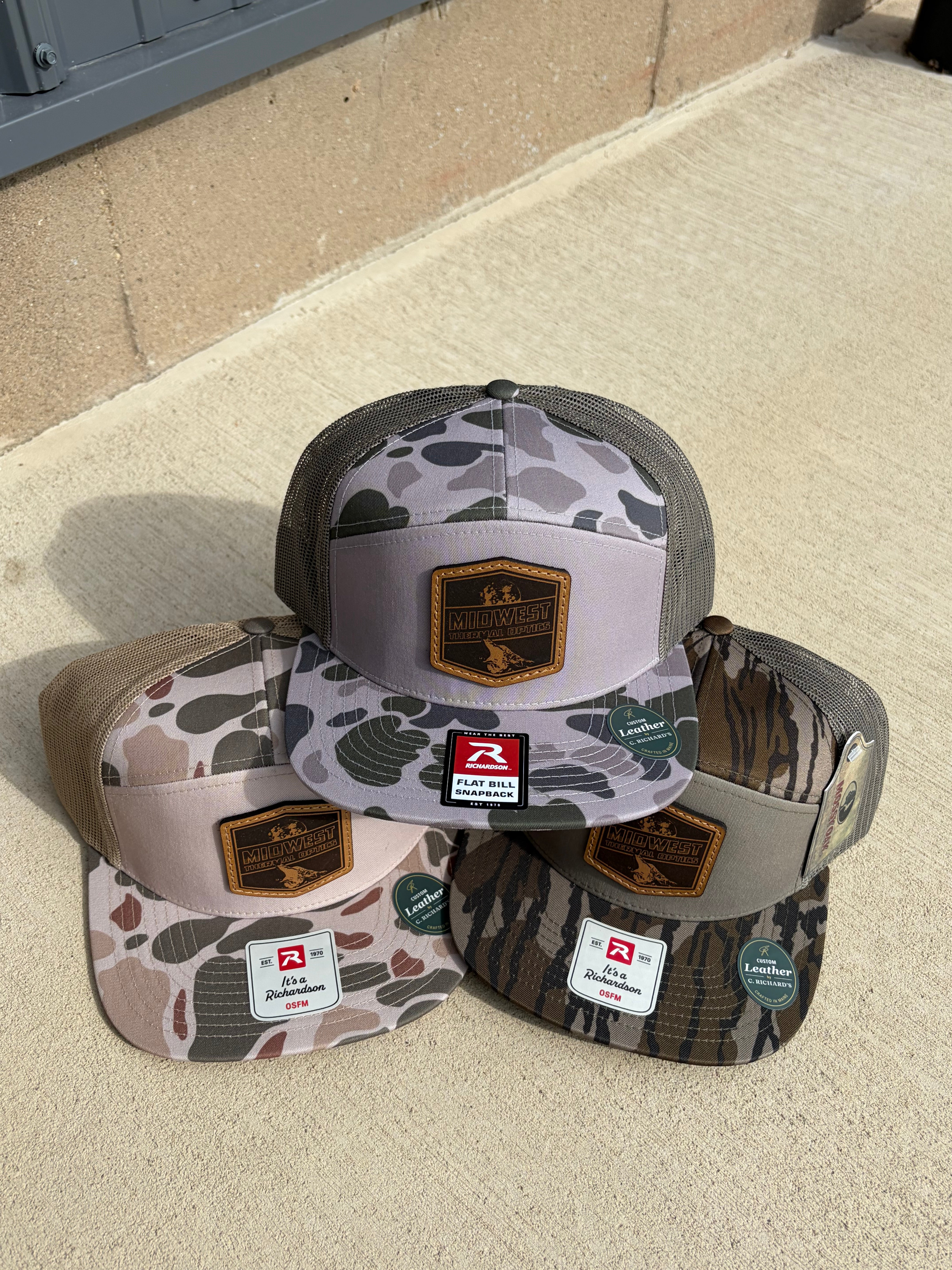 Midwest Thermal Optics Hat Richardson 168P Duck Camo 7-Panel Leather Patch Hat