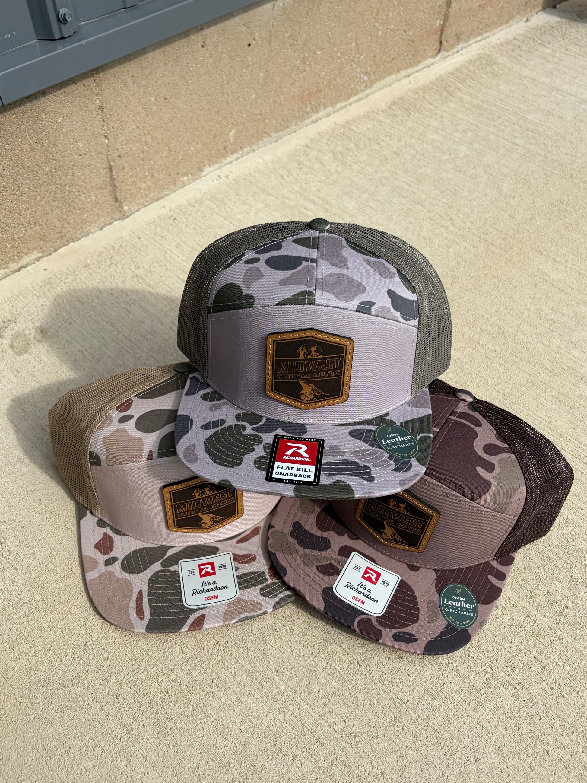 Midwest Thermal Optics Hat Richardson 168P Duck Camo 7-Panel Leather Patch Hat