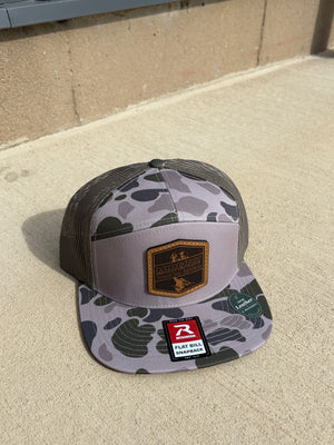 Midwest Thermal Optics Hat Richardson 168P Duck Camo 7-Panel Leather Patch Hat Marsh Duck Camo
