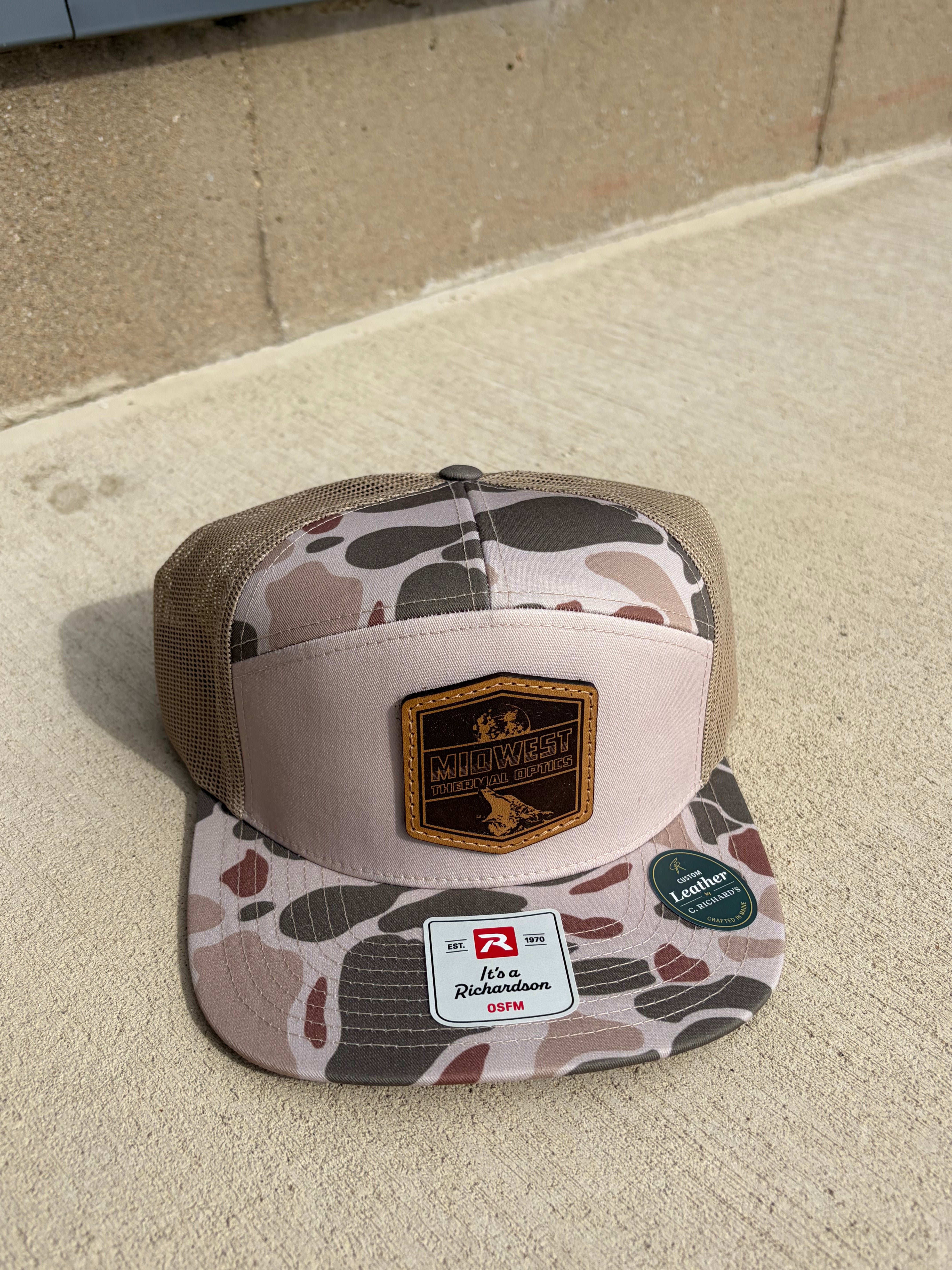 Midwest Thermal Optics Hat Richardson 168P Duck Camo 7-Panel Leather Patch Hat Harvest Duck Camo