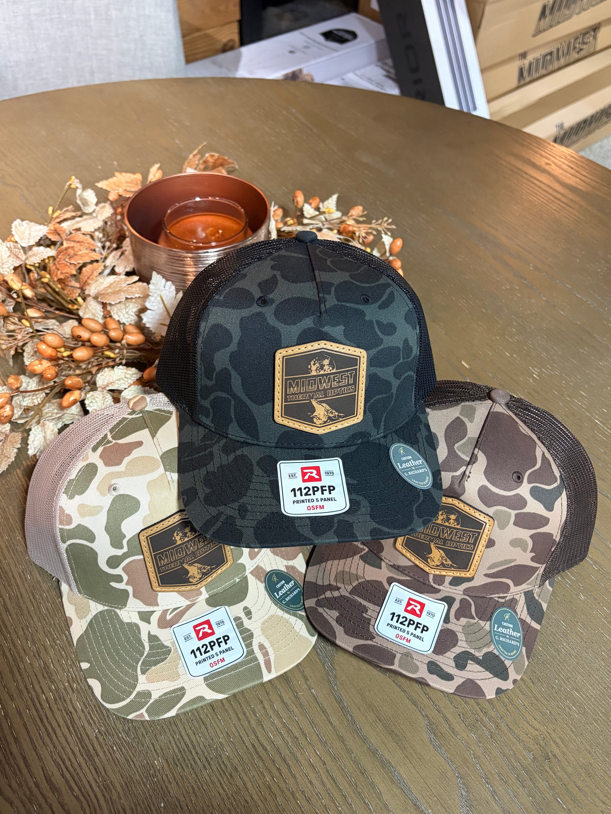 Midwest Thermal Optics Hat Richardson 112PFP Camo Leather Patch Hat - Midwest Thermal Optics Hat