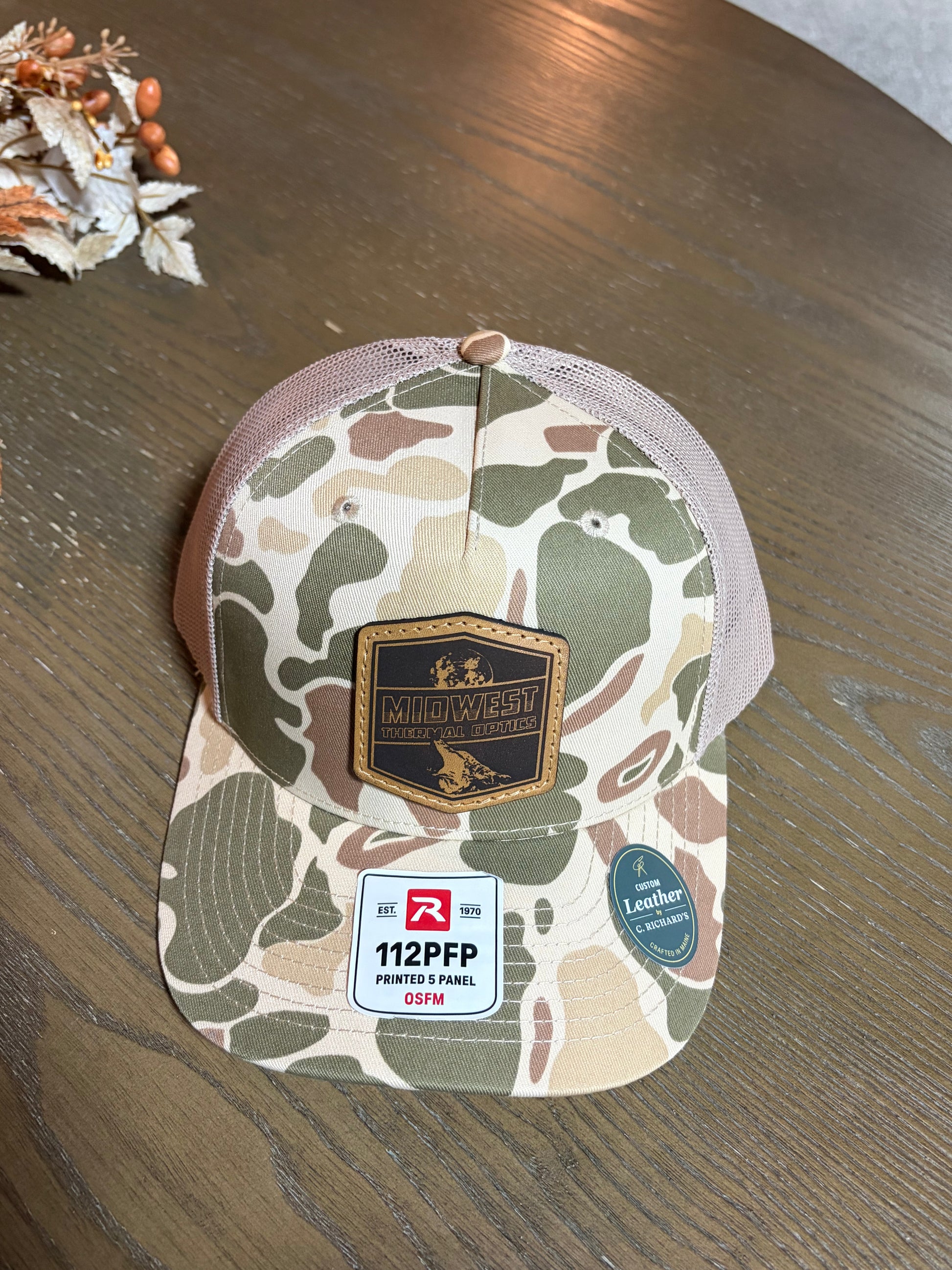 Midwest Thermal Optics Hat Richardson 112PFP Camo Leather Patch Hat - Midwest Thermal Optics Hat