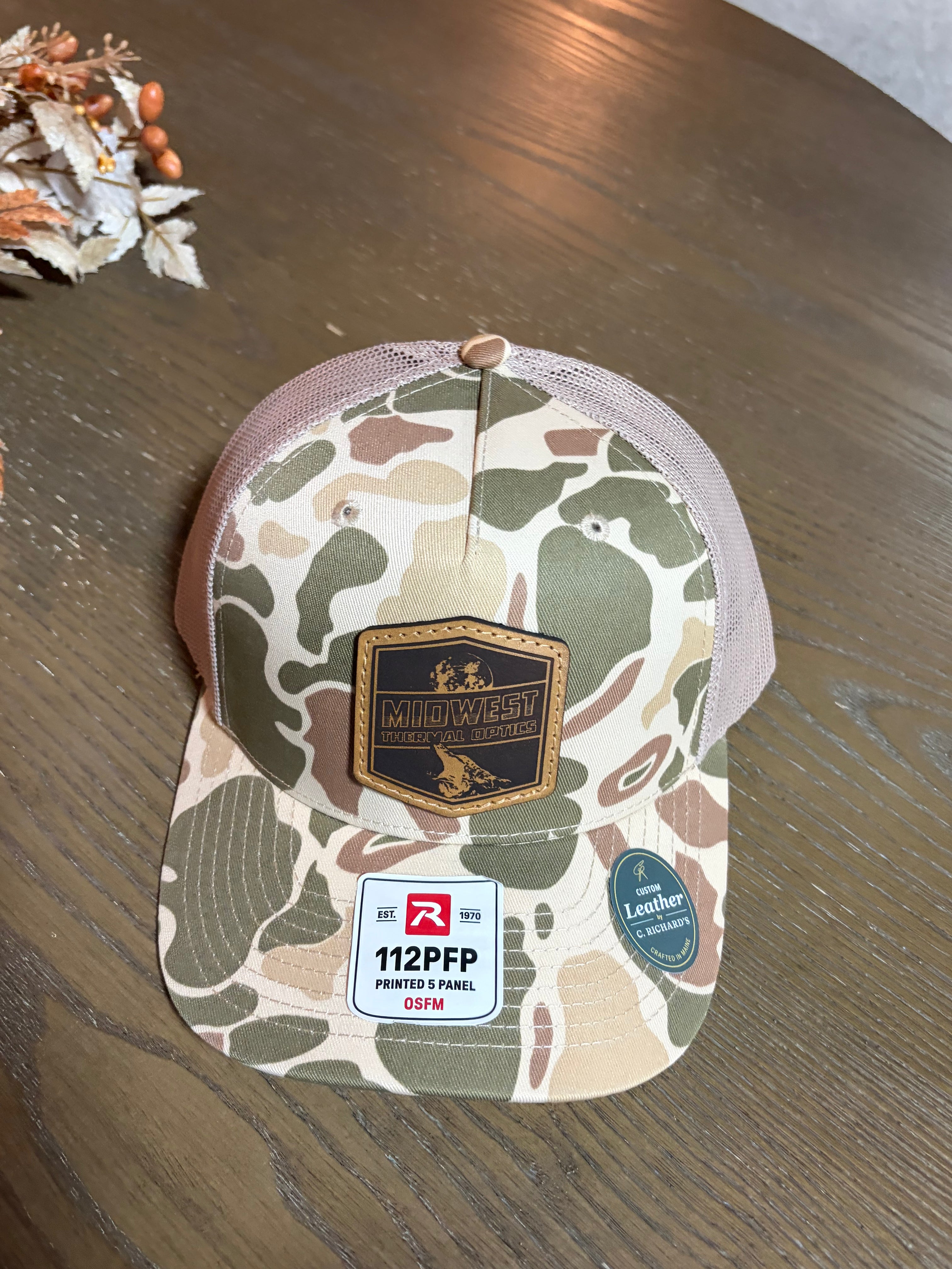 Midwest Thermal Optics Hat Richardson 112PFP Camo Leather Patch Hat - Midwest Thermal Optics Hat