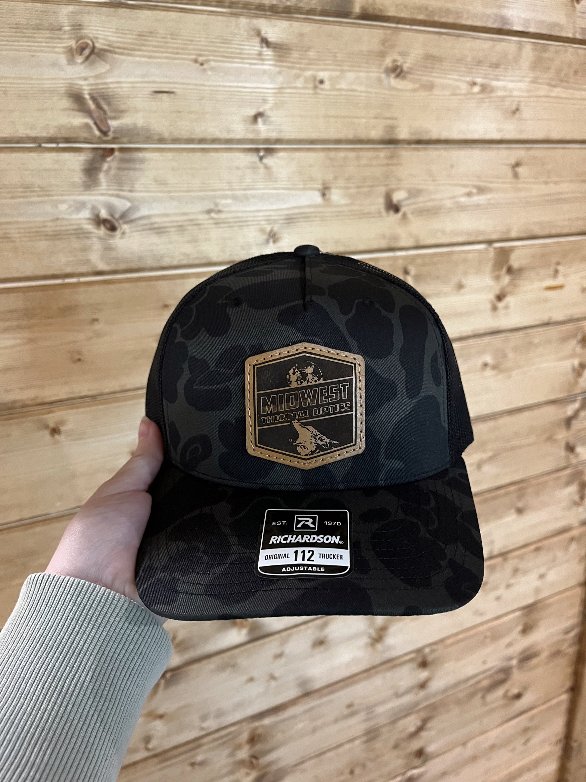 Midwest Thermal Optics Richardson 112 Adjustable Snapback - Midwest Thermal Optics Hat Sable Duck Camo Black