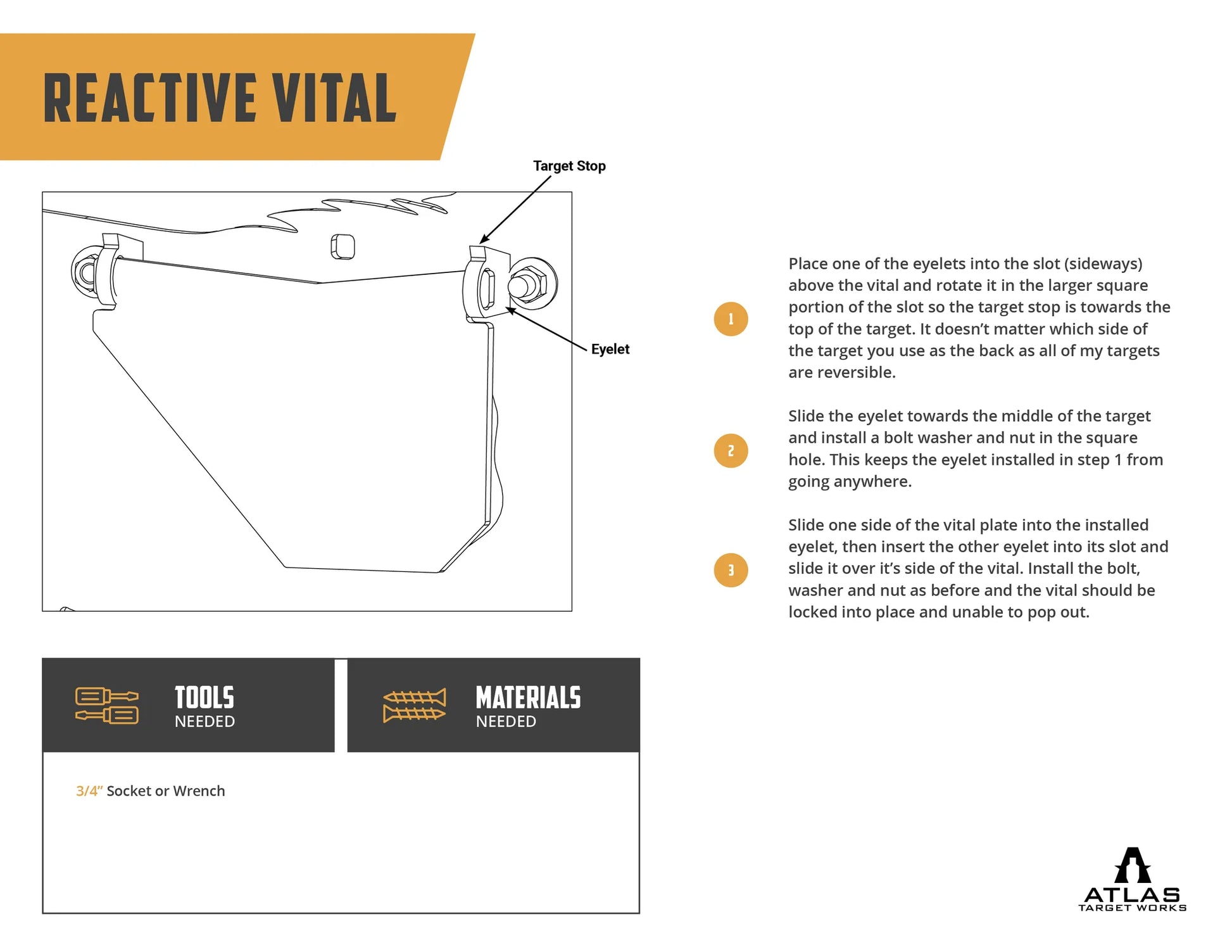 Atlas Targets AR500 Coyote Target W/ REACTIVE Vital - Small