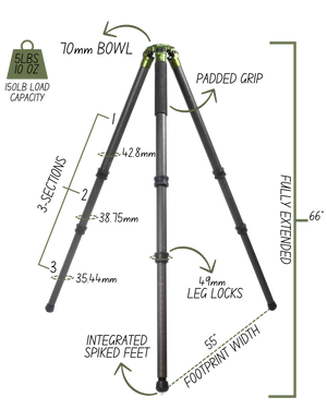FatBoy Tripods tripod Fat Boy Traverse Three Section Tripod