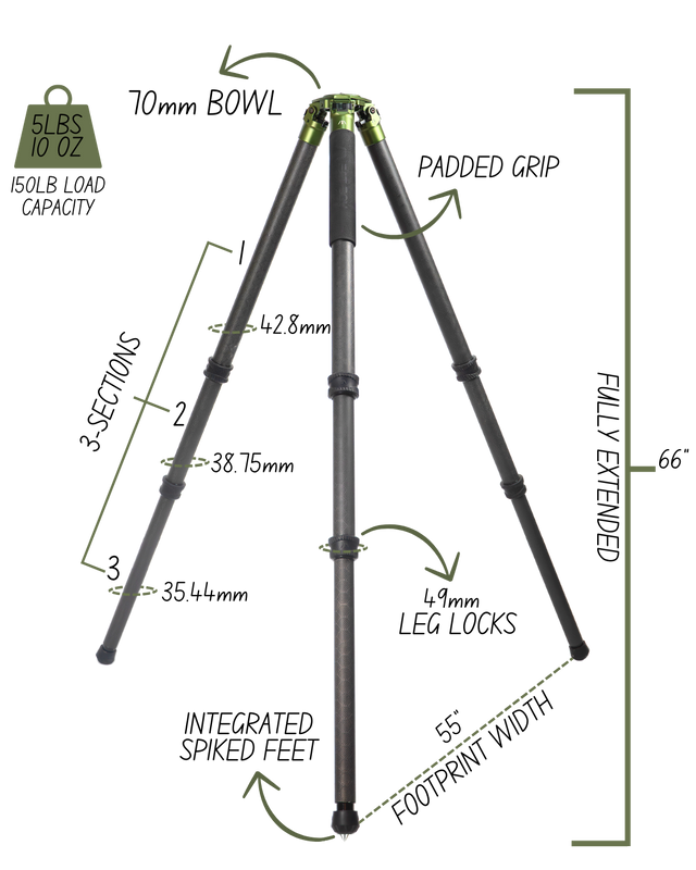 FatBoy Tripods tripod Fat Boy Traverse Three Section Tripod