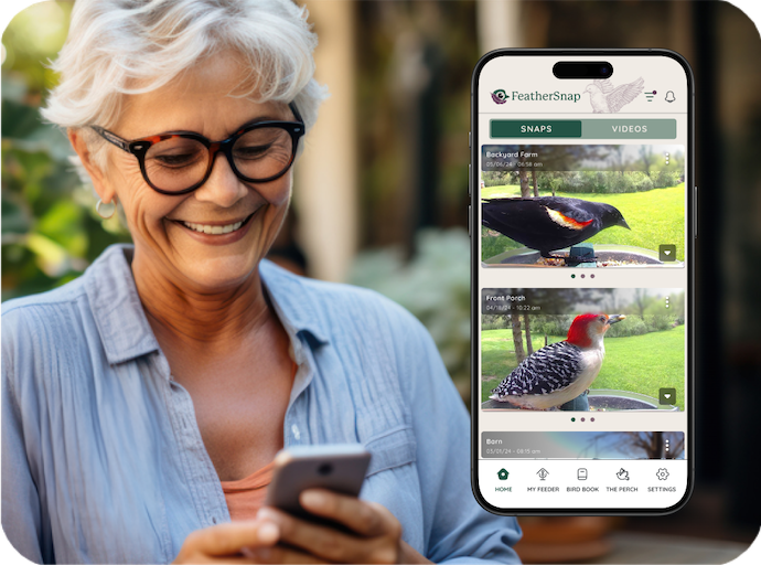 FEATHERSNAP Feather Snap Smart, Solar-Powered Bird Feeder W/ AI Species Recognition
