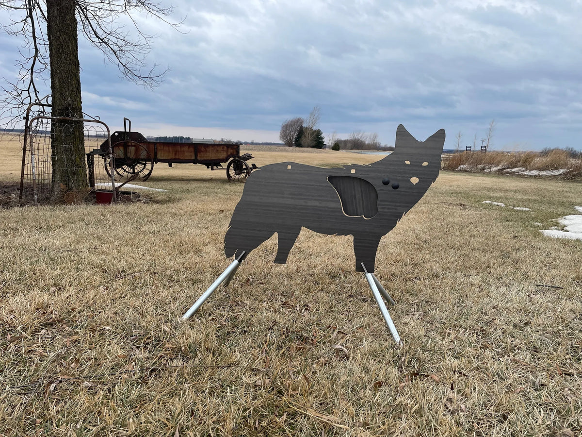 Atlas Targets Life Size SR500 Coyote Steel Target with Reactive Vital & Legs - Side Profile