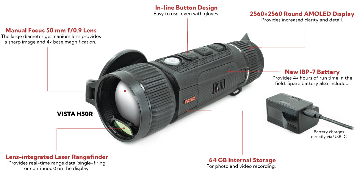 Nocpix VISTA H50R 640 Rangefinding LRF Thermal Monocular