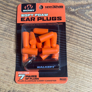 Walkers Soft Foam Ear Plugs- 7 Pairs Orange