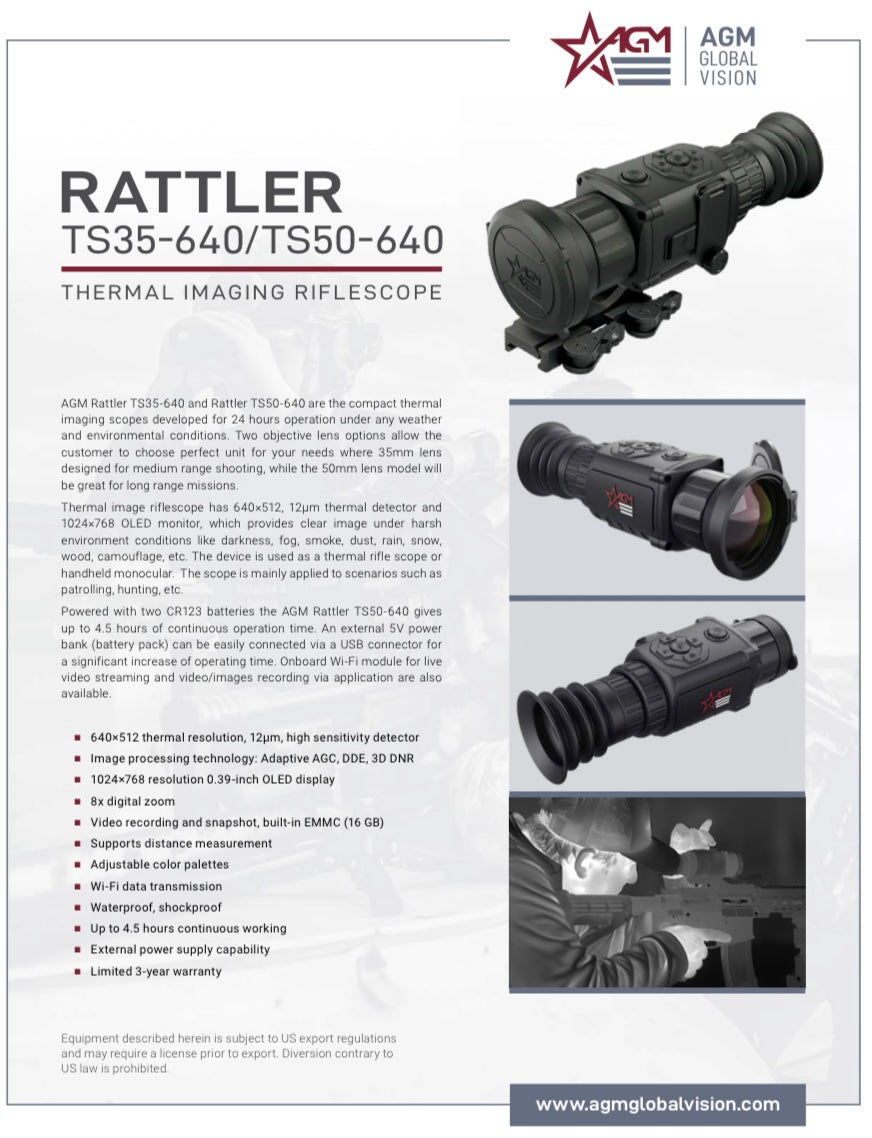 Final Sale AGM Rattler TS50-640 Thermal Scope