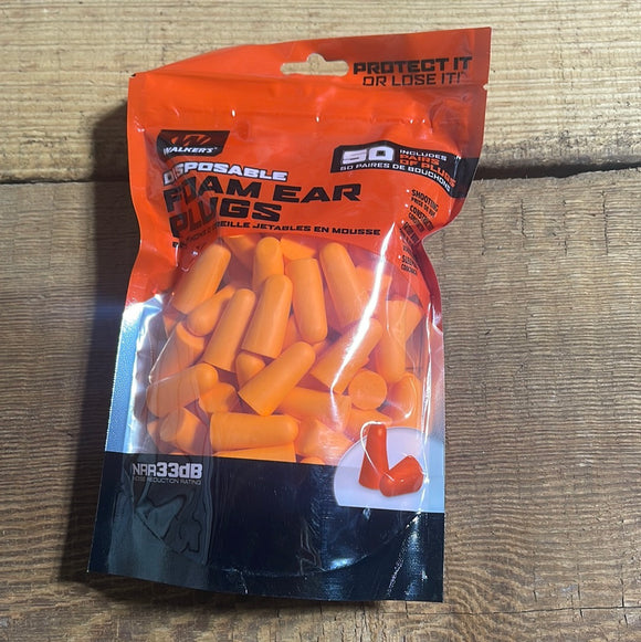 Walkers Disposable Foam Ear Plugs 50 Pairs