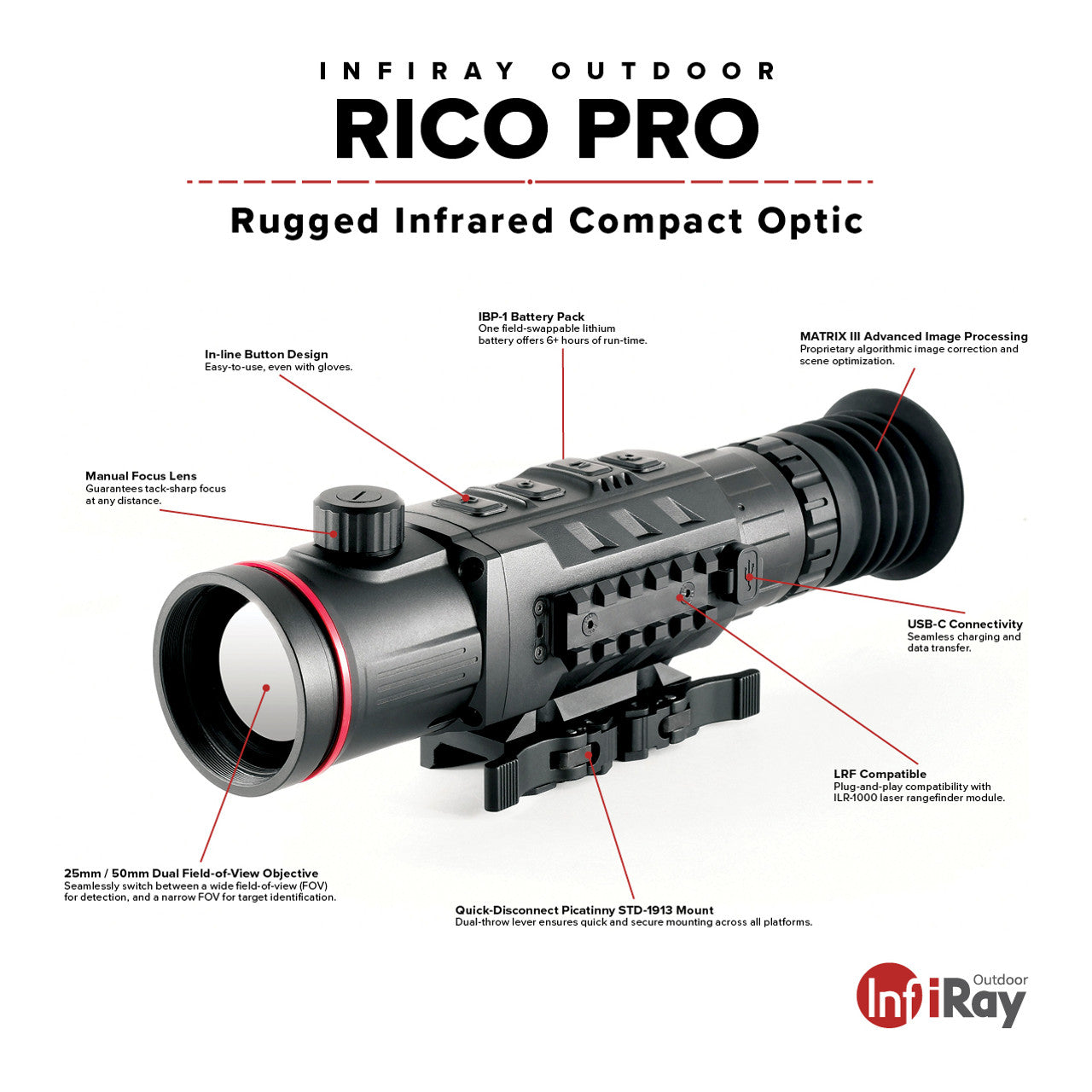 InfiRay Outdoor RICO PRO 640 Variable 25/50mm Thermal Scope