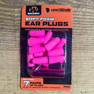 Walkers Soft Foam Ear Plugs- 7 Count Pink